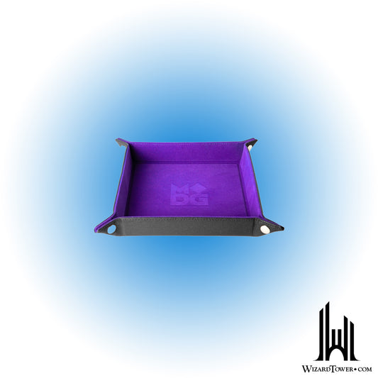 Dice Tray - Fold Up Leather and Velvet Purple