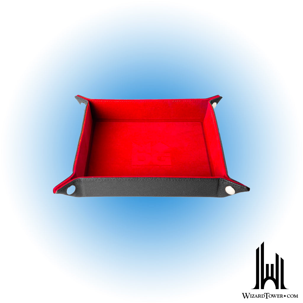 Dice Tray - Fold Up Leather and Velvet Red