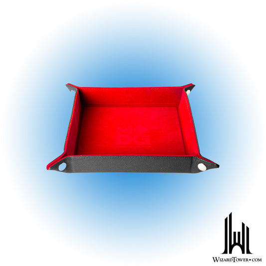 Dice Tray - Fold Up Leather and Velvet Red