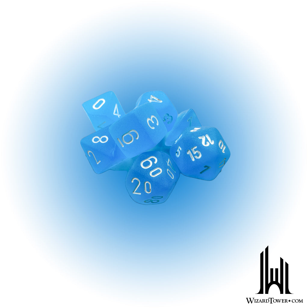 Dice Set - Frosted Caribbean Blue / White Mini 7ct