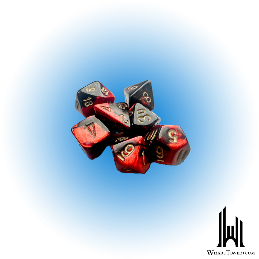 Dice Set - Gemini Black-Red / Gold Mini 7ct
