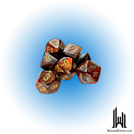 Dice Set - Scarab Blue Blood / Gold Mini 7ct