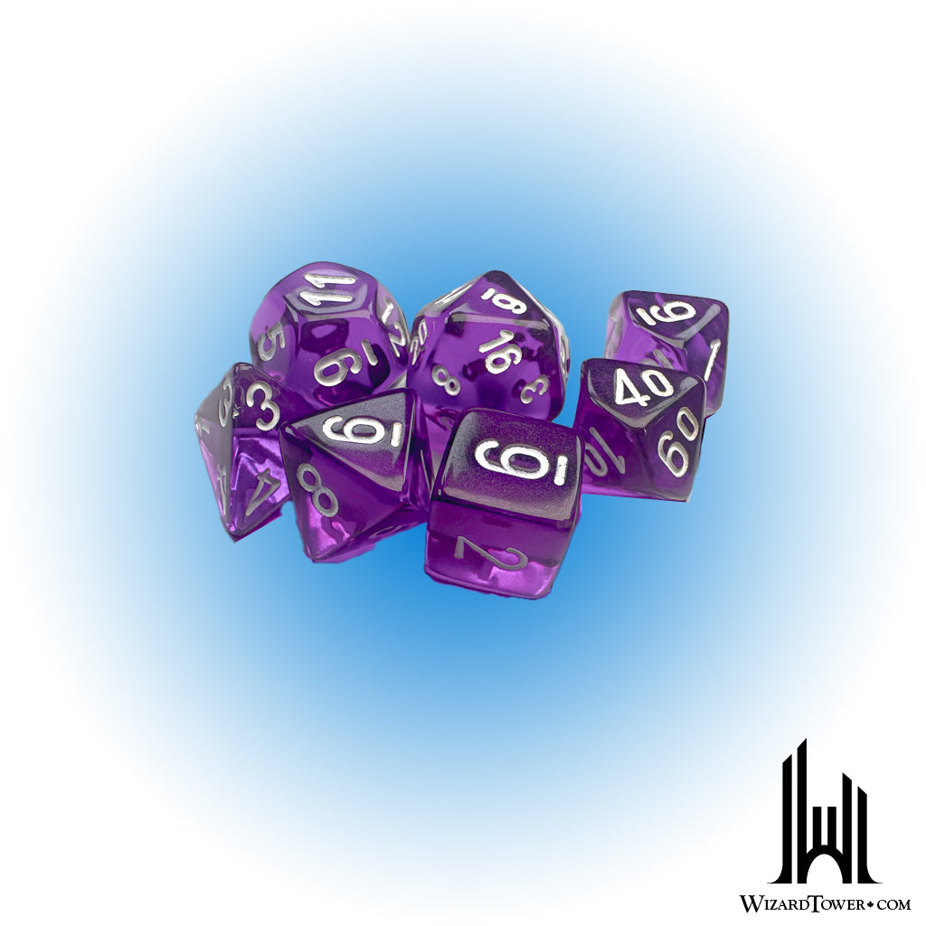 Dice Set - Translucent Purple / White Mini 7ct