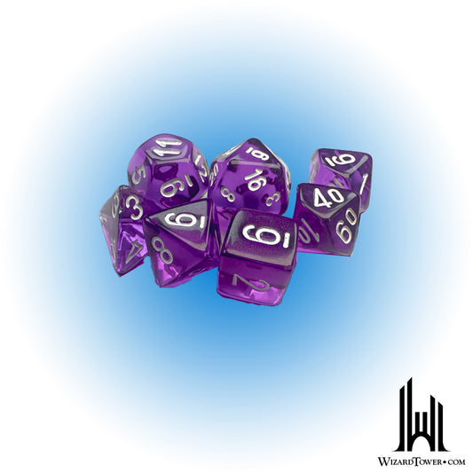 Dice Set - Translucent Purple / White Mini 7ct