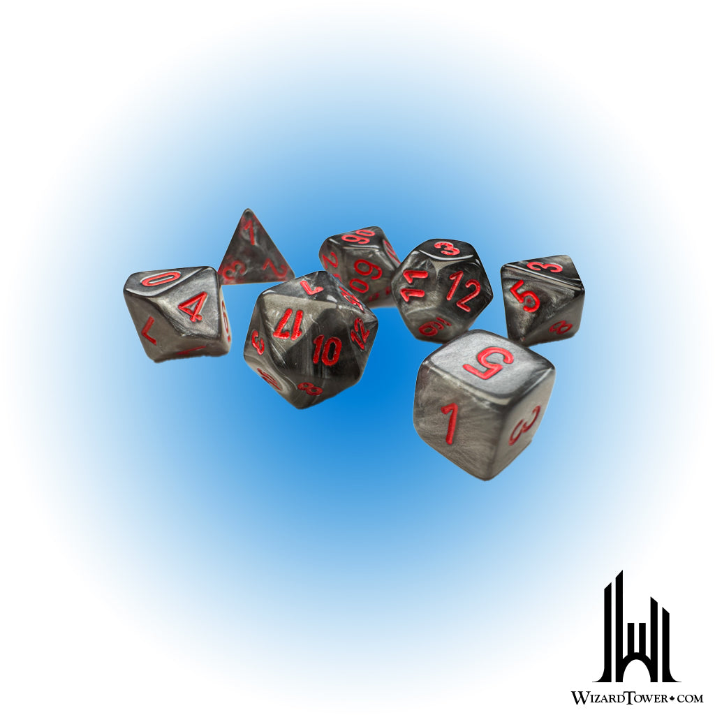 Dice Set - Velvet Black / Red Mini 7ct