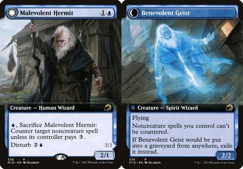 Malevolent Hermit // Benevolent Geist (336) (Extended Art) - Foil