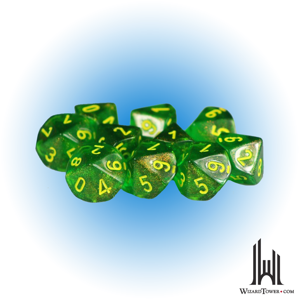 Dice Set - Borealis Maple Green / Yellow d10 10ct
