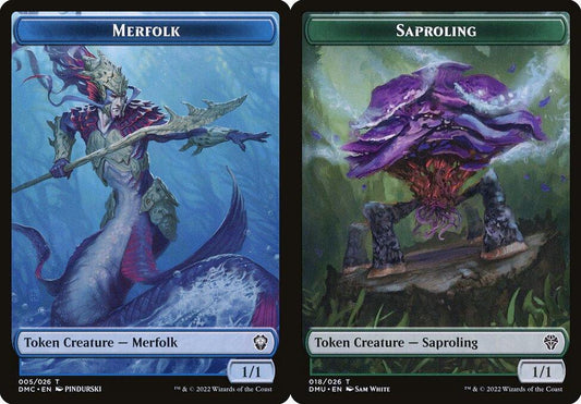 Merfolk (005) // Saproling (018) Double-Sided Token - Foil