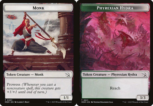 Monk (0001) // Phyrexian Hydra (0011) Double-Sided Token - Foil
