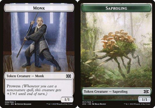 Monk (006) // Saproling (017) Double-Sided Token - Foil