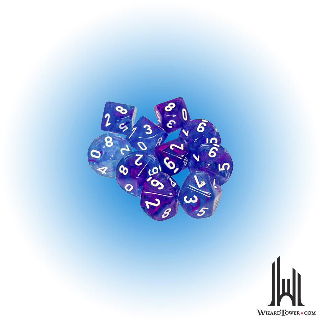 Dice Set - Nebula Aura / White Luminary d10 10ct