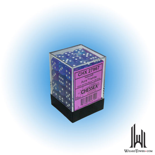 Dice Set - Nebula Aura / White Luminary 12mm d6 36ct