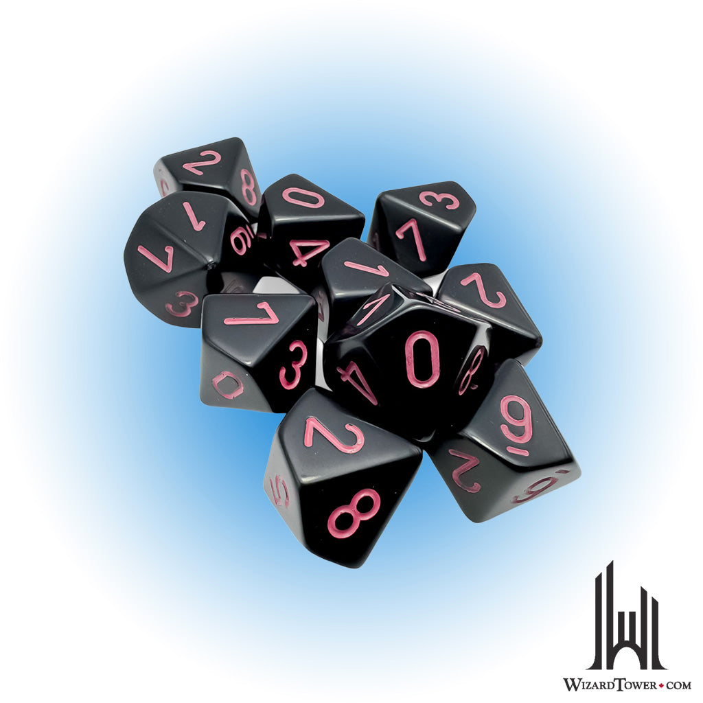 Dice Set - Opaque Black / Pink d10 10ct