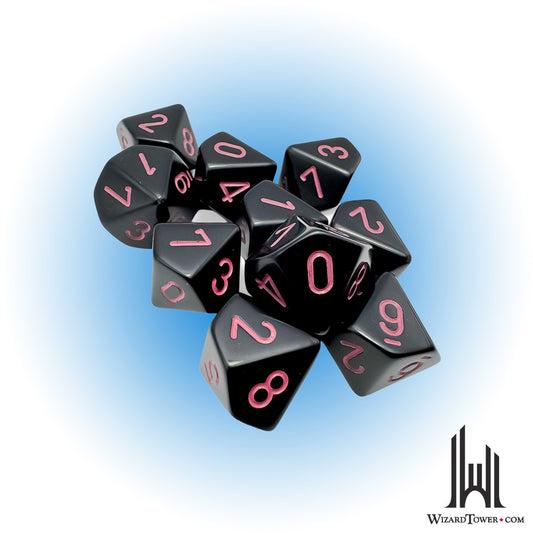 Dice Set - Opaque Black / Pink d10 10ct