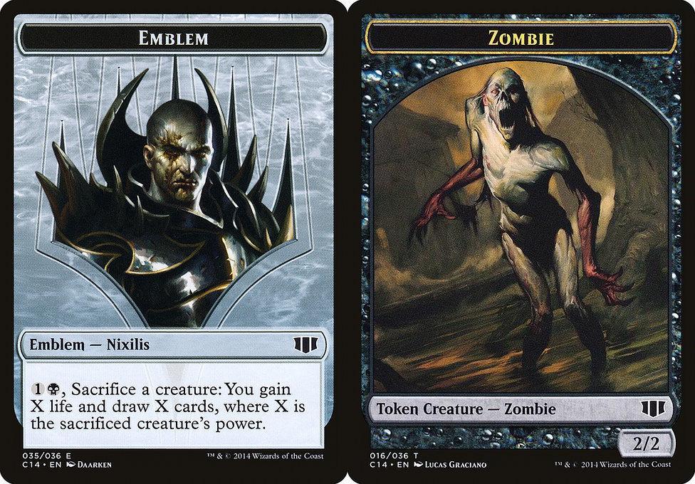 Ob Nixilis of the Black Oath Emblem (035) // Zombie (016) Double-Sided Token