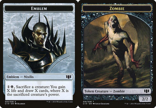 Ob Nixilis of the Black Oath Emblem (035) // Zombie (016) Double-Sided Token