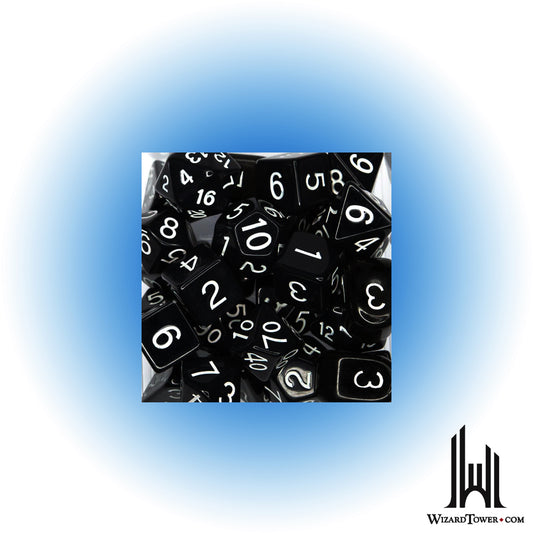 Dice Set - Opaque Black / White 15ct