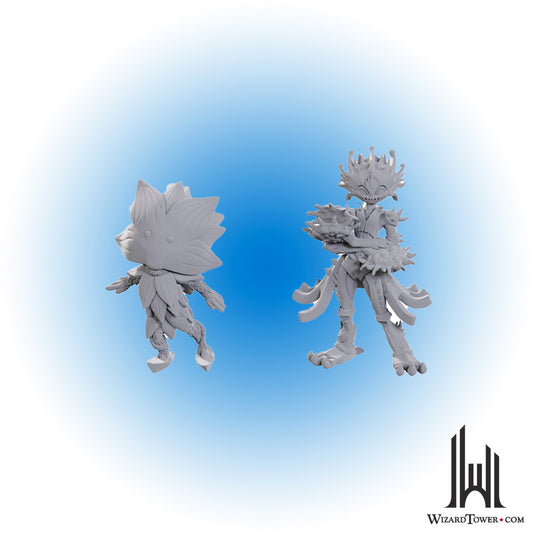 Unpainted Miniature - Pathfinder - Lotus Leshy and Flytrap Leshy