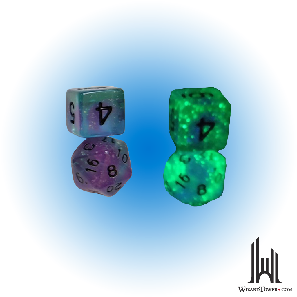 Dice Set - Glow in the Dark Peacock Glowworm 7ct
