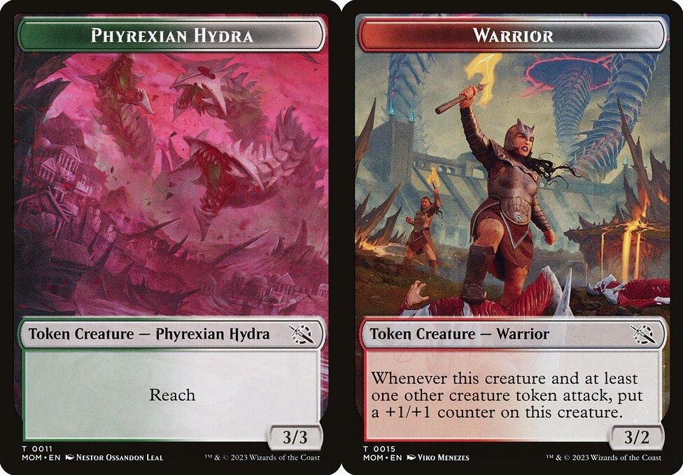 Phyrexian Hydra (0011) // Warrior (0015) Double-Sided Token - Foil