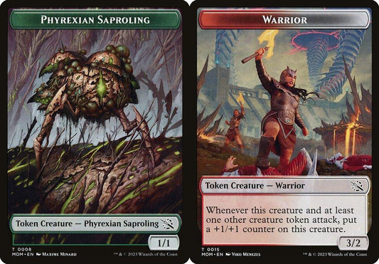 Phyrexian Saproling (0008) // Warrior (0015) Double-Sided Token - Foil