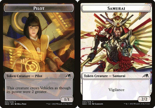 Pilot (001) // Samurai (003) Double-Sided Token - Foil