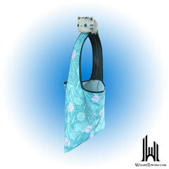 Tote Bag - Light Blue Knitting and Light Gray Cat