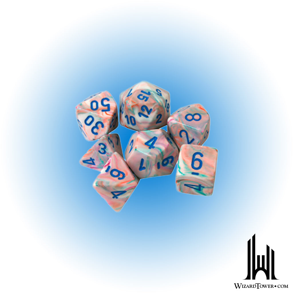Dice Set - Festive Pop-Art / Blue Mini 7ct
