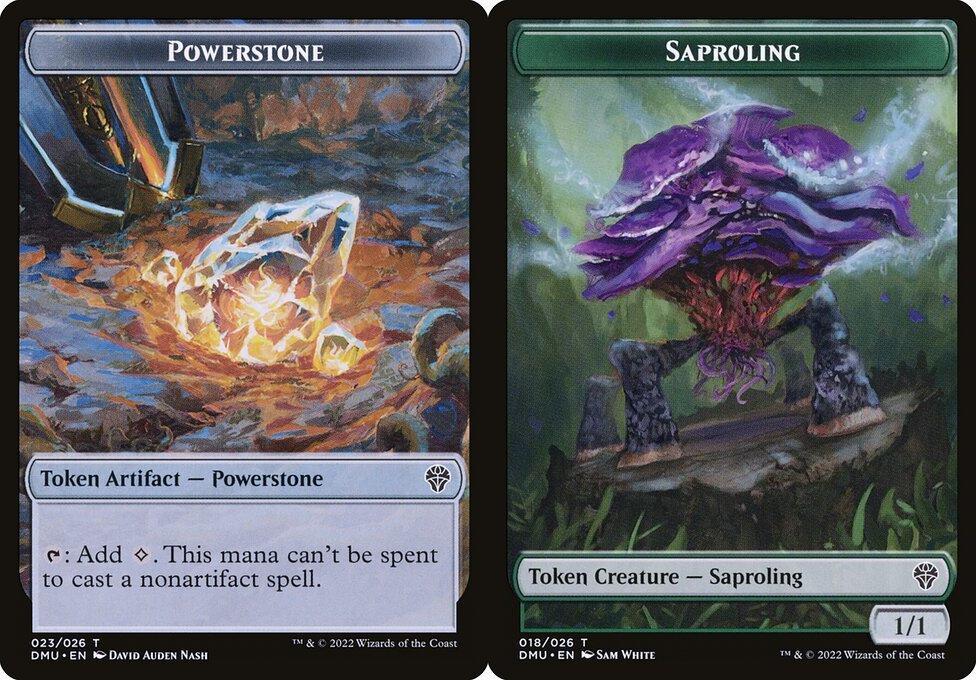 Powerstone (023) // Saproling (018) Double-Sided Token - Foil