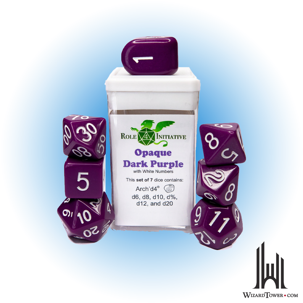 Dice Set - Opaque Dark Purple / White 7ct