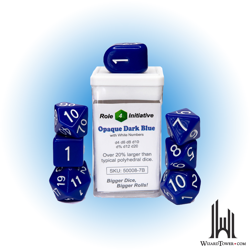 Dice Set - Opaque Dark Blue / White 7ct