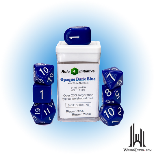 Dice Set - Opaque Dark Blue / White 7ct