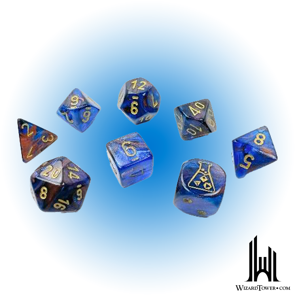 Dice Set - Lustrous Azurite / Gold 7ct