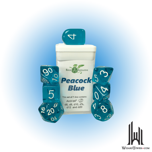 Dice Set - Translucent Peacock Blue 7ct
