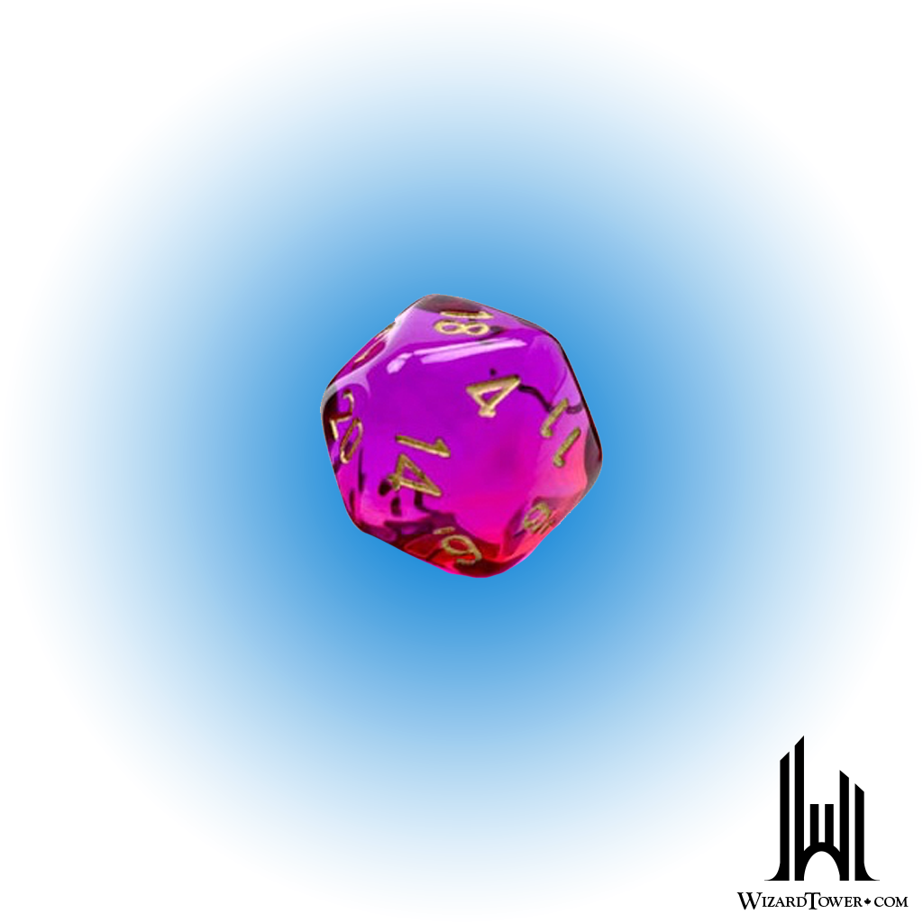 Individual Dice - Gemini Translucent Red-Violet / Gold Luminary d20
