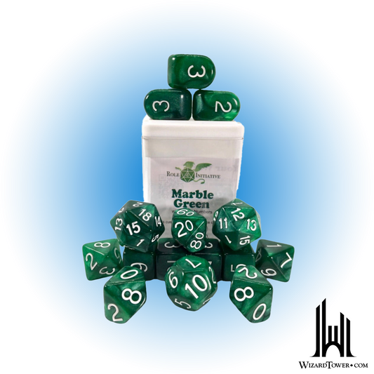 Dice Set - Marble Green 15ct