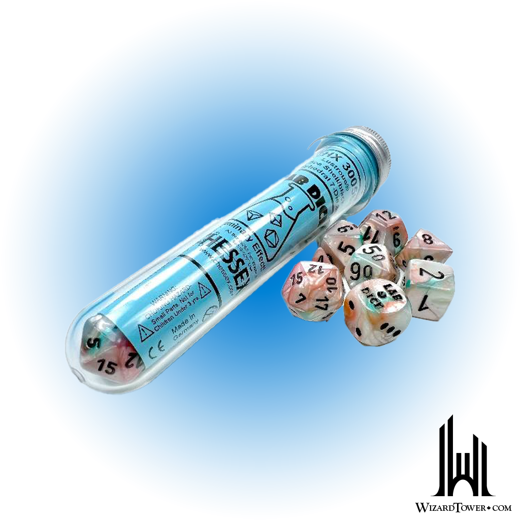 Dice Set - Lustrous Sea Shell / Black Luminary 7ct