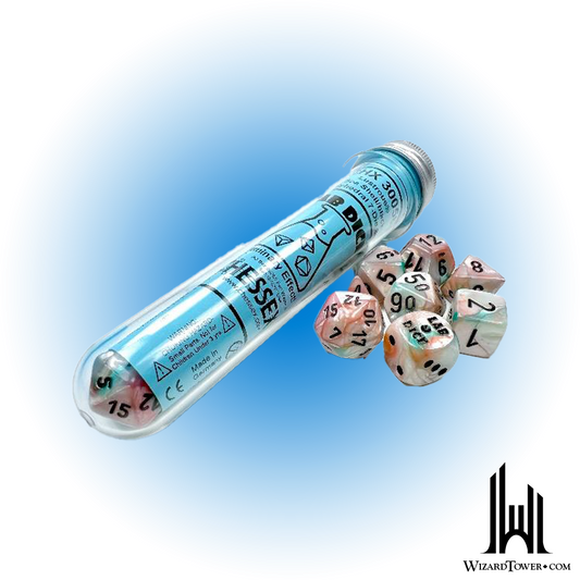 Dice Set - Lustrous Sea Shell / Black Luminary 7ct