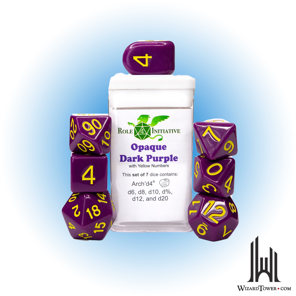 Dice Set - Opaque Dark Purple / Yellow 7ct