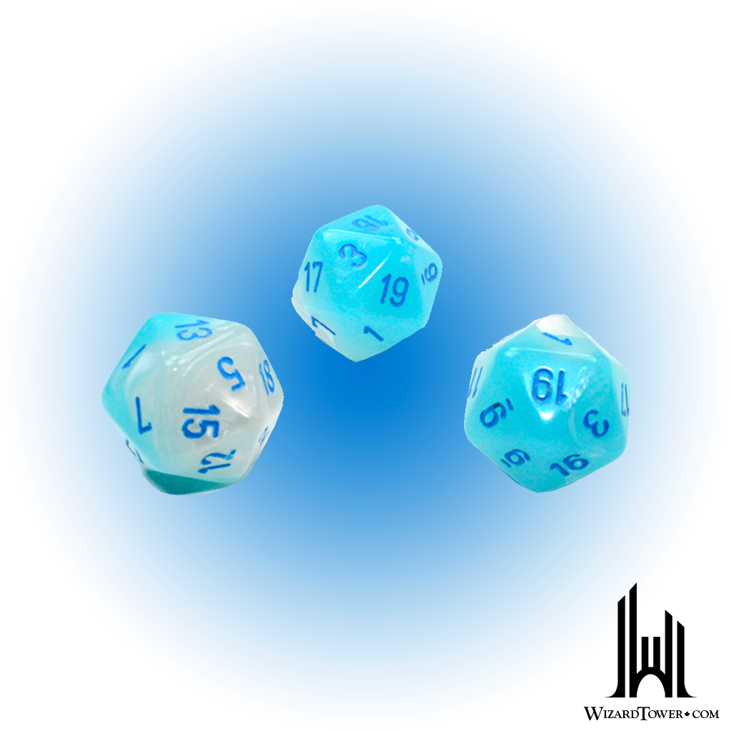 Individual Dice - Gemini Turquoise-White / Light Blue Luminary d20