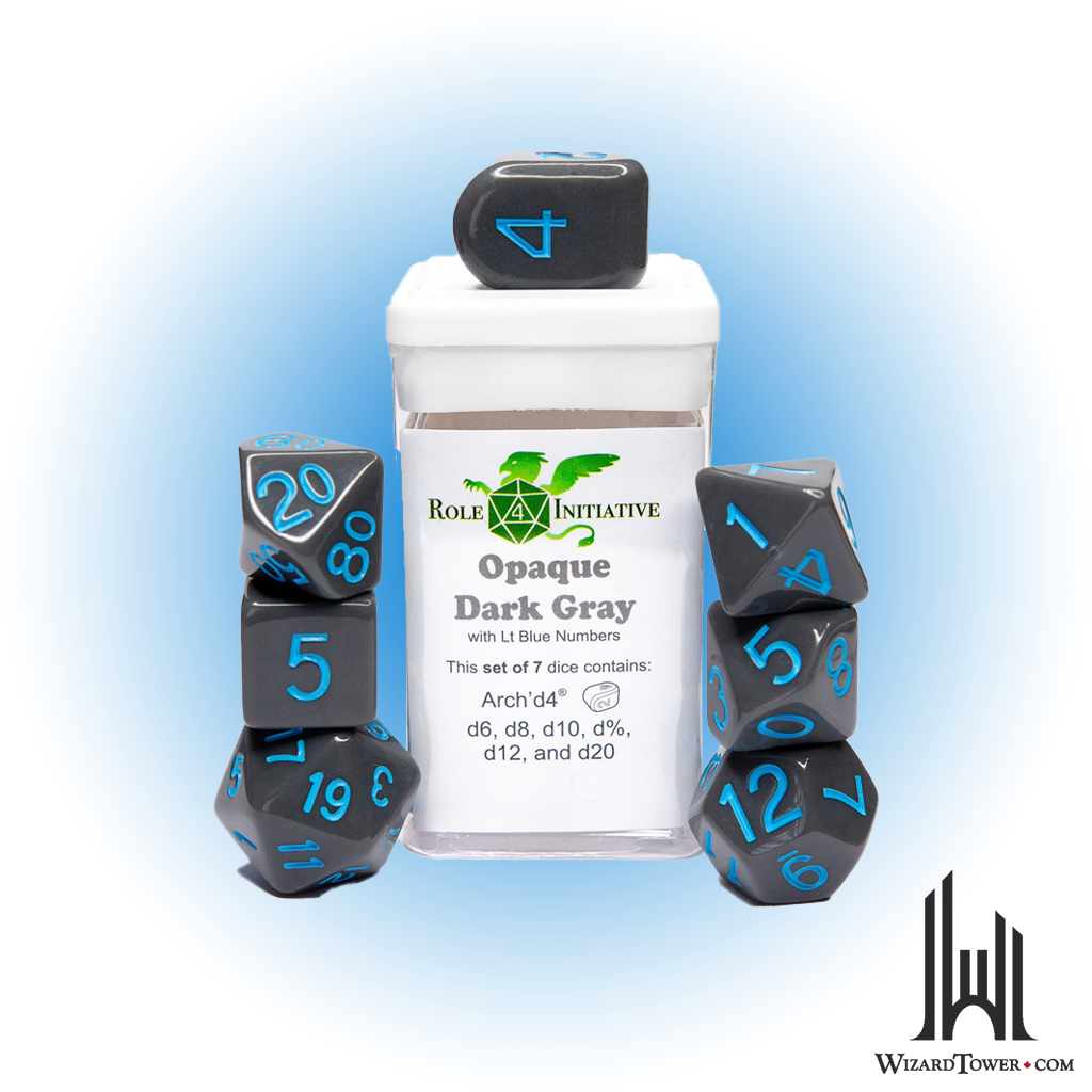 Dice Set - Opaque Dark Grey / Light Blue 7ct