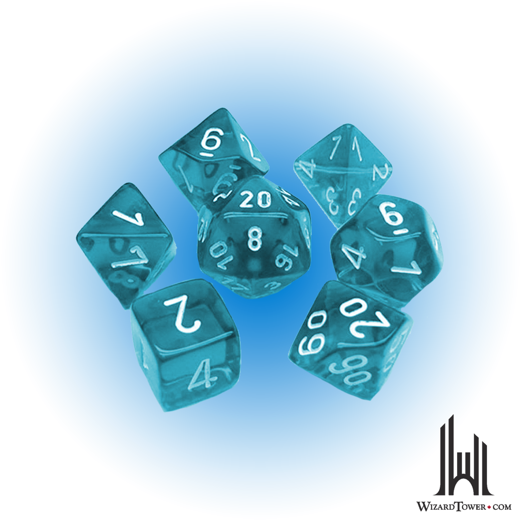 Dice Set - Translucent Teal / White Mini 7ct