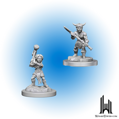Unpainted Miniature - Dungeons & Dragons - Halfling Barbarian