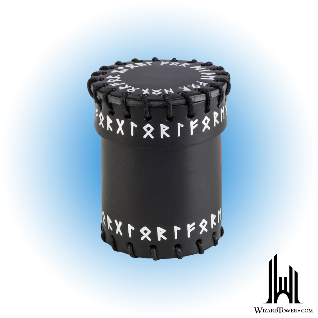 Dice Cup - Leather Runic Black