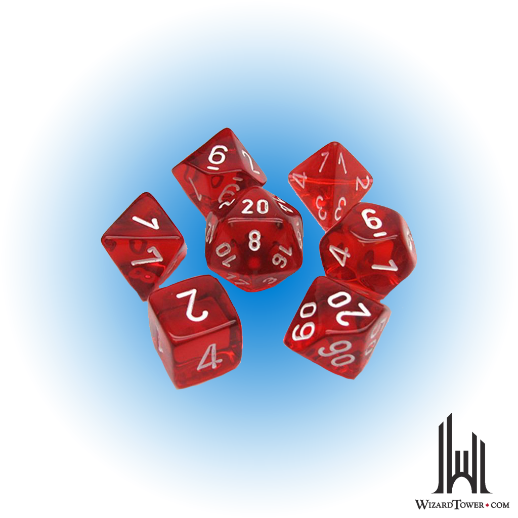 Dice Set - Translucent Red / White Mini 7ct