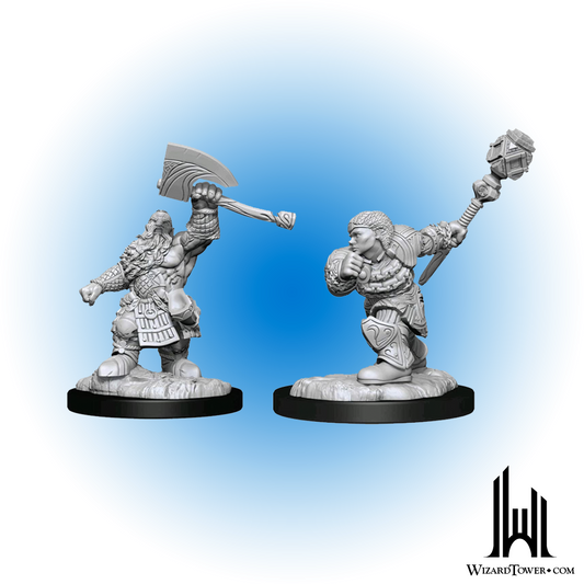 Unpainted Miniature - Magic the Gathering - Dwarf Fighter and Dwarf Cleric