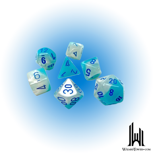 Dice Set - Gemini Poly Turquoise-White / Blue Luminary 7ct