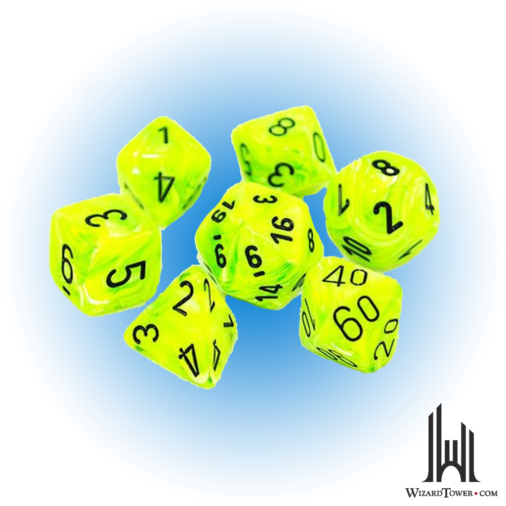 Dice Set - Vortex Bright Green / Black Mini 7ct