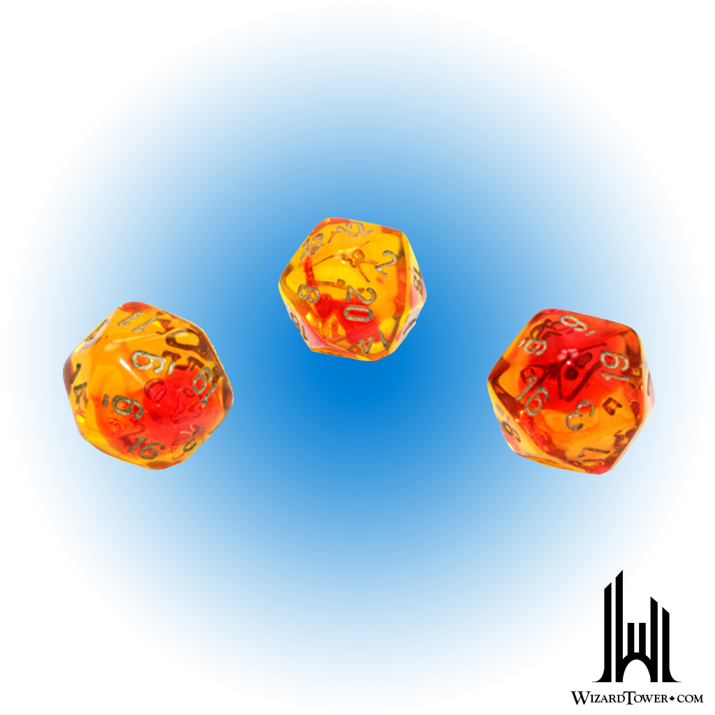 Individual Dice - Gemini Translucent Red-Yellow / Gold Luminary d20
