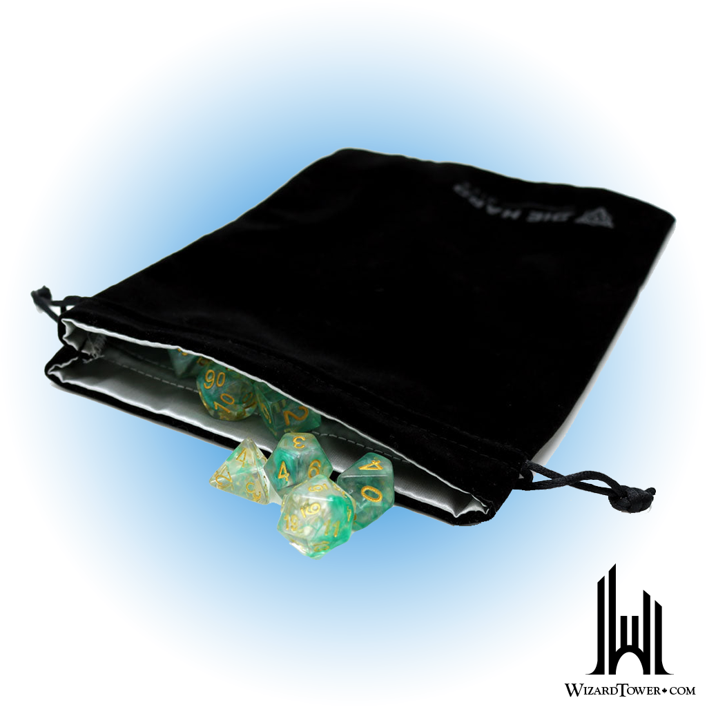 Dice Bag - Satin Lined Velvet Black Large